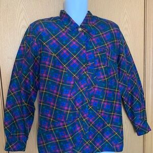 Studio Multicolor Silk Plaid Shirt